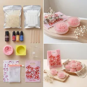 Compact All-In-One Carnation DIY Soap Making Kit for Adults - Beginner Friendly Melt & Pour Soap Kit for Personal Home Spa Use, with Shea Butter & Glycerin Bases, Fragrance Oils, Colorants, Silicone Flower Molds & Instruction Manual
