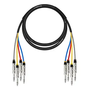 4- TRS , 6 Ft Snake Cord, TRS Patch Wire, Balanced 1/4-Inch , Color-Coded, 4-in-1 Design, 1/4" Audio Cord w/24 AWG OFC Copper (PCBL-QR4IN1-6)