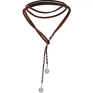 Bohemian Brown Wrap Velvet Choker Long Chain Tassel Necklace for Women