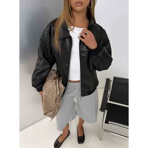 Goldsmith Faux Leather Bomber Jacket Black