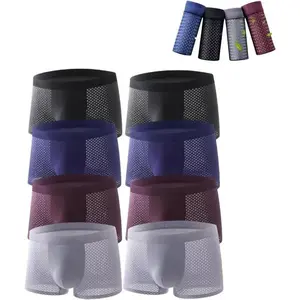 Men’s bamboo fiber boxer briefs with built-in pouch and spandex for fashionable wear fabric menswear