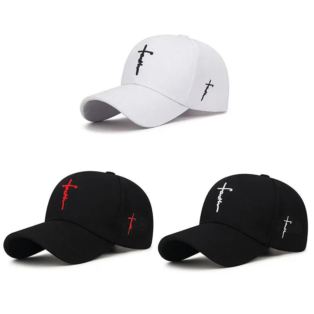 Faith Letter & Cross Embroidery Baseball Cap - Adjustable Outdoor Sports Hat for Men & Women, Stylish Sun Protection Cap for Daily Wear and Activities