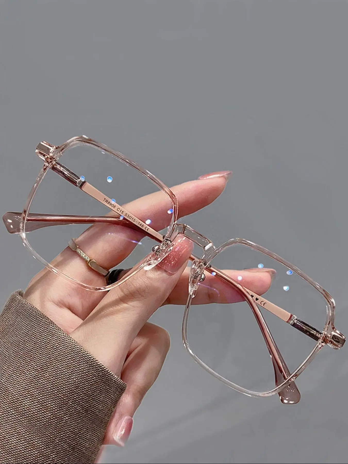 Unisex Stylish Square Frame Glasses, Photochromic Glasses, Fashion Eyeglasses, Trendy Casual Eyeglasses for Work, Daily Clothing Decor, Perfect Accessory for Outdoor Activities