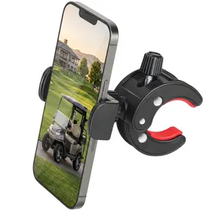 Adjustable Golf Cart Phone Holder Mount – No-Shake Cell Phone Clamp for Golf Cart, Push Cart & Flag Pole, Secure 360° Rotation Holder for iPhone 16/15/14 & All Smartphones