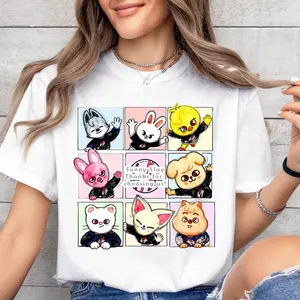 Cute Kpop Cartoon Graphic Tee, SKZ Fan Gift, Unisex Korean Pop T-shirt Sweatshirt Hoodie, GIft For Music Fan 2026