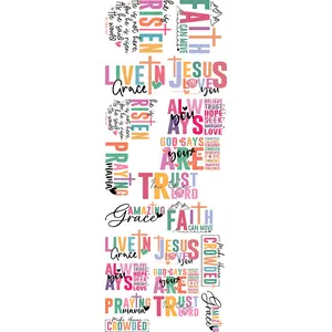 Christian Phrases DTF Heat Transfers Gangsheet - Vibrant Prints, Versatile Faith-Based Designs Supplies for DIY Hobbyists