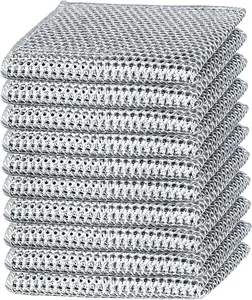 10PCS Double Wet and Dry Wire Dishcloth Stainless Steel Scrubber Multi-Purpose Miracle Cleaning Cloths Non-Scratch for Cookware Powerful Cleaning
