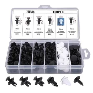 100pcs 6 Sizes Auto Parts Set, Automotive, Auto Fastener Clip Mixed Car Body Push Retainer Pin Rivet, Bumper Door Trim Panel Retainer Fastener Kit, For Car Repair & Maintenance, Various Car Models, Gift for Car Enthusiasts