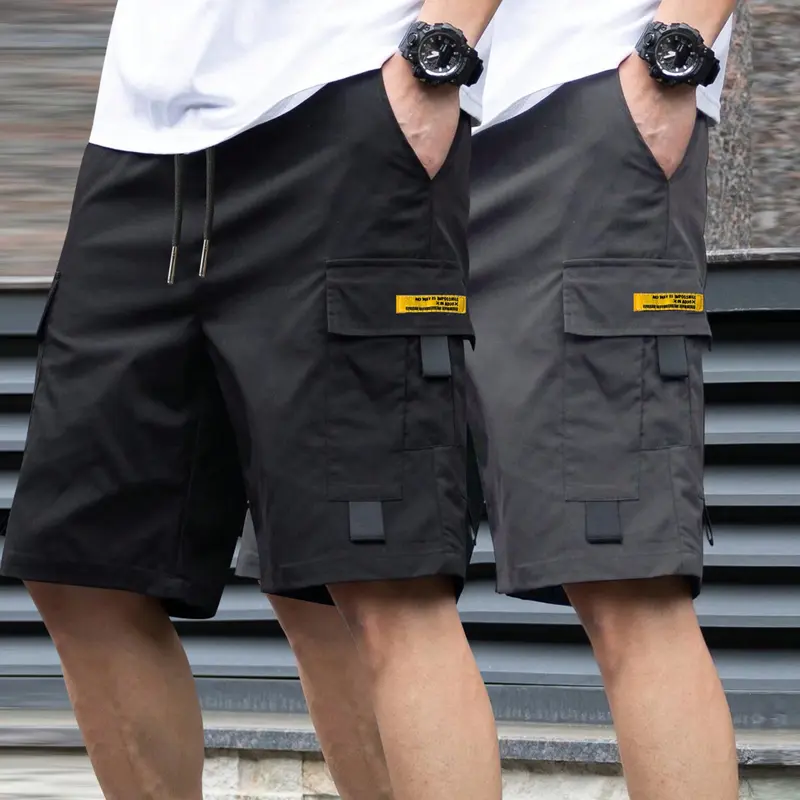 2 Pieces Men's Shorts, Casual Loose Shorts, Perfect Choice, Large Pocket Work Shorts, Summer Work Five-Point Pants