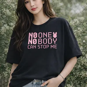 Ceremony "No one nobody can stop me" Pink Embroidered Tshirt Tee, Do It Shirt For Fan Stay, Boy Band Music Shirt, World Tour New Album Tee | Gifts For Stay Fan, Trendy Cotton T-Shirt
