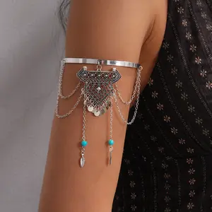 European and American inverted triangular rhombus round dart fringed open personalized armband