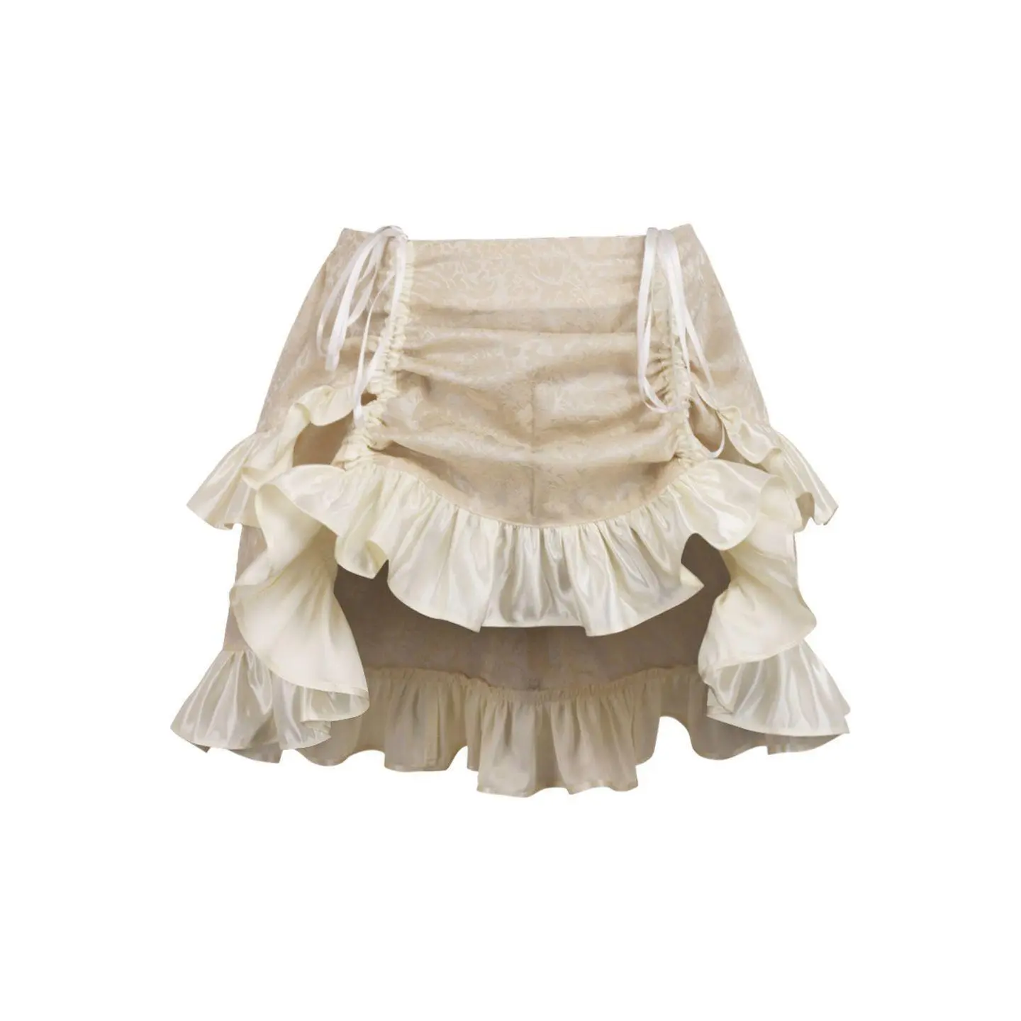 Ivory Brocade Ruched Bustle Skirt