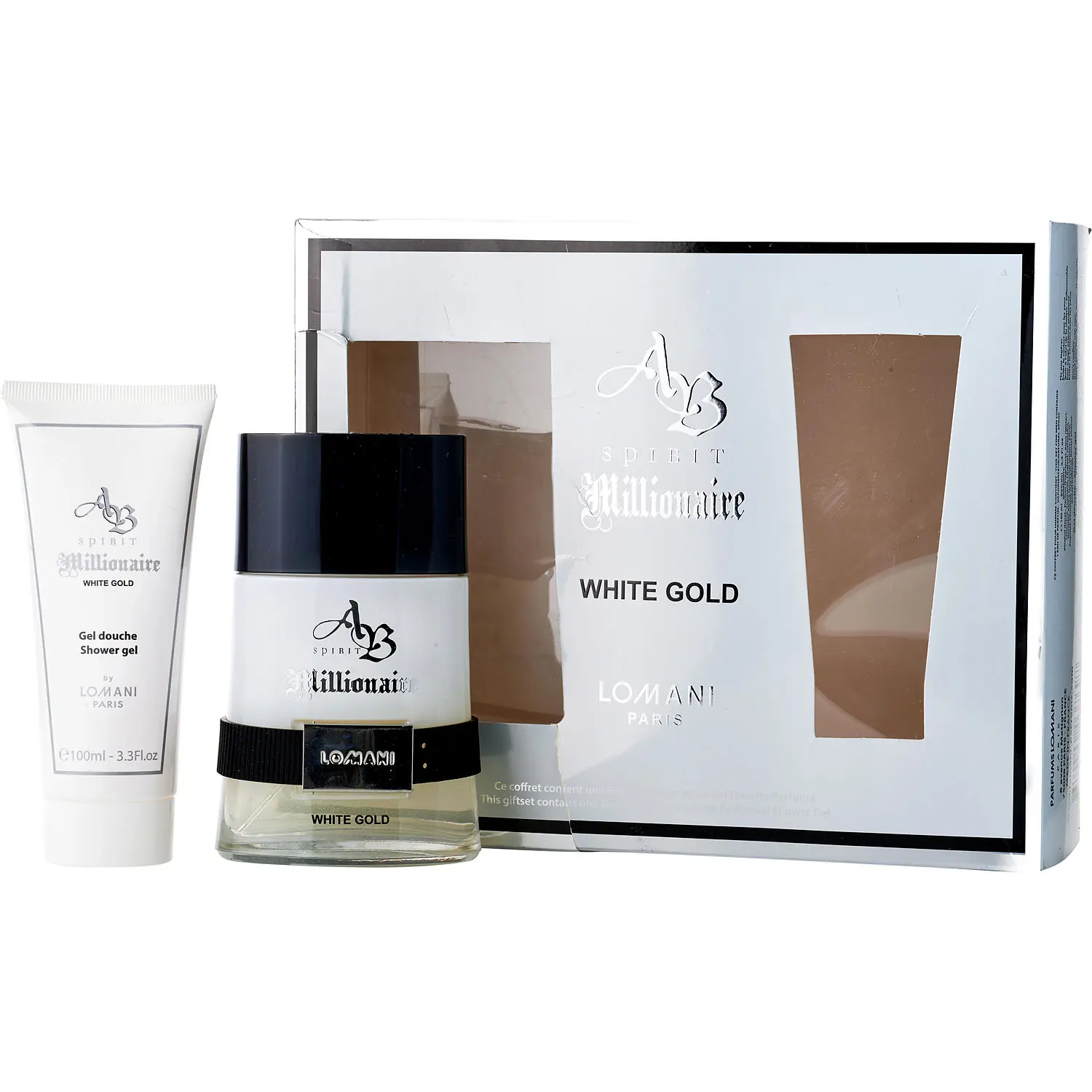 Ab Spirit Millionaire White Gold Set-Eau De Parfum Spray 3.3 Oz & Shower Gel 3.3 Oz For Men