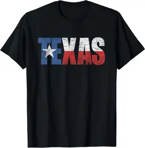 Texas Women Men Kids | Texas State Flag Distressed T-Shirt Pure Cotton Graphic Tees Menswear Top: Gifts for Men & Women