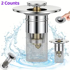 2pcs Bathroom Sink Stopper-Multipurpose Drain Hair Catcher,Portable Shower Drain Hari Stopper,Universal Drain Cover HairFilter for Sink Bathtub Shower