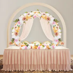 Artificial Flower Row with 3D Lifelike Flowers, Bendable Pearl Cotton Stem, Water-Resistant & Eco-Friendly Silk Faux Floral Garland for Wall, Balcony, Garden, Party, Wedding, No Maintenance Decor