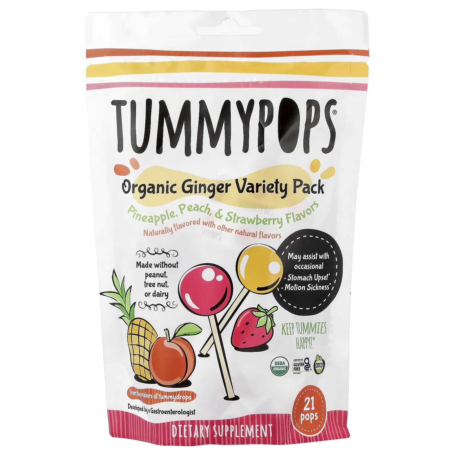 Tummydrops Tummypops®, Organic Ginger Variety Pack, 21 Pops