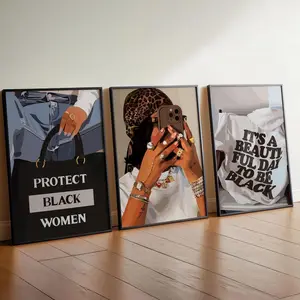 Girl Empowerment Wall Art; Black Woman Room Decor (Digital Print -set 3)