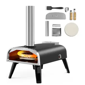 aidpiza Outdoor Pizza Oven aidpiza 12" Wood Pellet Pizza Ovens With Rotatable Round Pizza Stone Portable Wood Fired with Built-in Thermometer Pizza Stove for Outside Backyard Camping Picnics