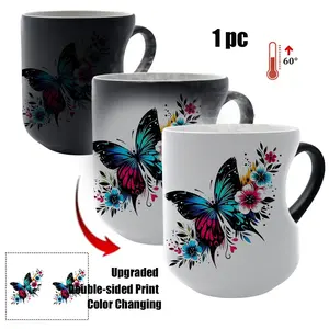 Vibrant Artistic Design Thermosensitive Ceramic Mug, Magic Color-Changing Mug, 11 Oz/330 Ml, Perfect Christmas Gift for Friends