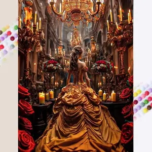 1 DIY handmade diamond painting kit, 5D diamond art kit, DIY decoration, gorgeous palace diamond painting kit full round diamonds, mosaic, diamond art, DIY art home decoration, suitable for Christmas