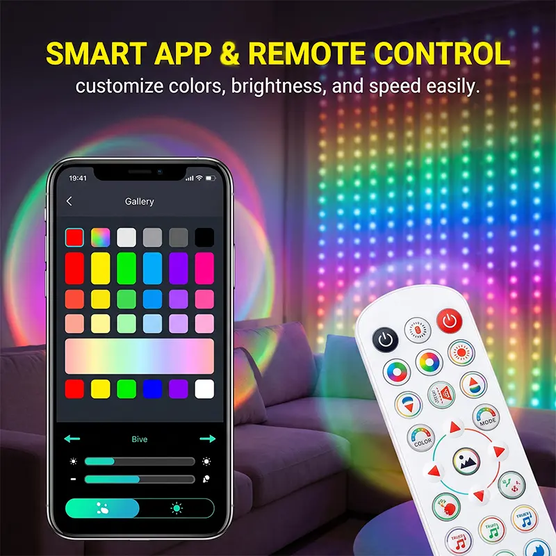 IP65 Waterproof LED Smart Curtain Lights, Curtain Background Decor, App-Controlled RGB Doodle DIY Text/Pattern Lights, Suitable for Home Room Decor, Halloween/Christmas Holiday Background Decor Dimmable Lights