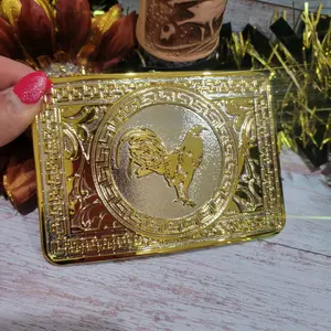 Rooster Western Silver  Gold  Buckle 4.5x3.0" Rodeo Cowboy Design for Upto 2" Belts, High Quality Zinc Alloy