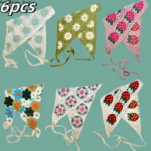 6pcs Elegant Triangular Scarf Women'S Fashion Retro Headband