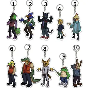 Star Fox Video Game Acrylic Keychain Set, Character Keyring, Cute Indie Game Animal Bag Charm, Cartoon Gamer Pendant Gift for Fans