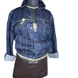 Custom, Original, Hand Painted Tiger Lily Dark Denim Levi’s Jean Jacket Size Small Coats Style