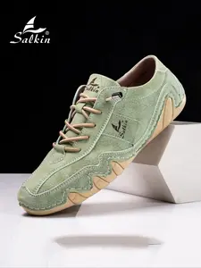 Men's Fashion Handmade Loafers, Low-Top Sports Casual Flat Sneakers, All-Season Comfortable Soft Sole Non-Slip Driving Big Size Men's Footwear, Casual Fashion Shoes