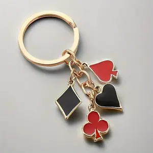 1pc Festive Red and Black Spade Keychains A Charming Gift for Her, Suitable for Wallets, Backpacks, Car Key Holders, and More