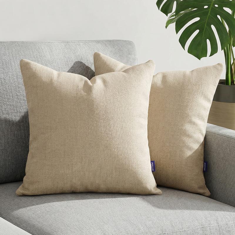 Ellalora Pack Of 2 Modern Farmhouse Soft Chenille Throw Pillow Covers Textured Decorative Cushion Cases for Couch Sofa Living Room Skin Friendly Square Pillowcases with Invisible Zipper 18x18 No Insert