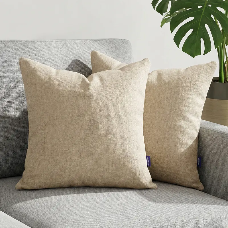 Ellalora Pack Of 2 Modern Farmhouse Soft Chenille Throw Pillow Covers Textured Decorative Cushion Cases for Couch Sofa Living Room Skin Friendly Square Pillowcases with Invisible Zipper 18x18 No Insert