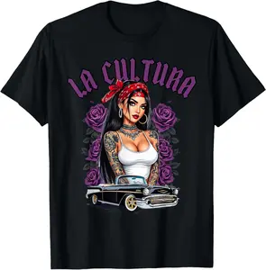100%cotton Cool Urban Cultura Chicano Latino Mexican Pride Homies Chola T-Shirt