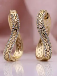 Hollow Out Design Rhinestone Decorated Hoop Earrings, Statement Earrings, Fashionable Jewelry for Women, Trendy All-match & Exquisite Jewelry for Birthday Gift