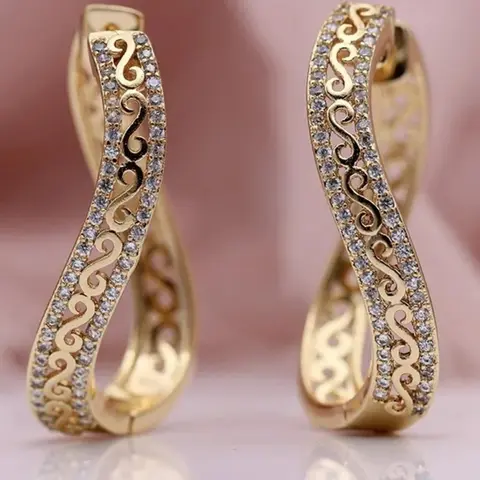 Hollow Out Design Rhinestone Decorated Hoop Earrings, Hoop Shape Earrings, Statement Hoops Earrings, Statement Earrings, Fashionable Jewelry for Women, Trendy All-match & Exquisite Jewelry for Birthday Gift