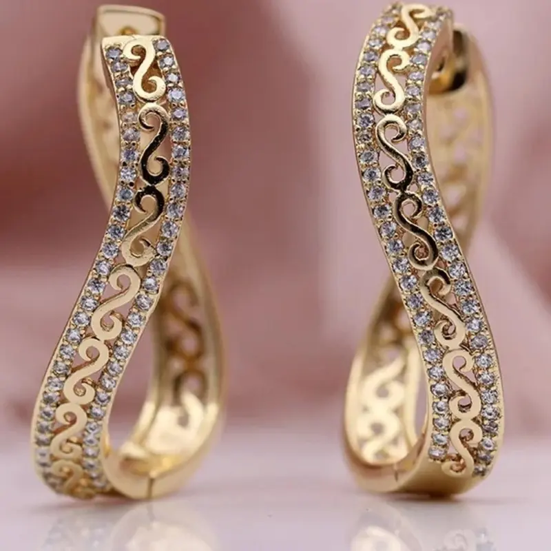 Hollow Out Design Rhinestone Decorated Hoop Earrings, Hoop Shape Earrings, Statement Hoops Earrings, Statement Earrings, Fashionable Jewelry for Women, Trendy All-match & Exquisite Jewelry for Birthday Gift