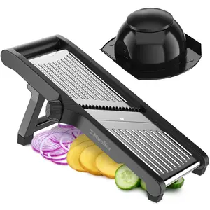 MuellerLiving Mandoline Slicer for Kitchen, Stainless Steel, Slice or Julienne, Vegetable Chopper, Fruit Slicer