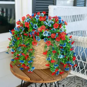 Artificial Blue Flower Hanging Vine, Realistic Plastic Material, Maintenance-Free Outdoor Decor, Artificial Flower Arrangements for Home Garden Wedding