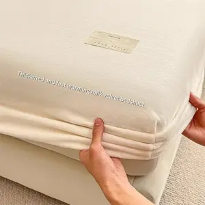 Thickened Milk Velvet Bed Sheet Single Piece, Autumn Winter Mattress Protector Cover, Suitable for Bedroom and Dormitory, No Pillowcase Included