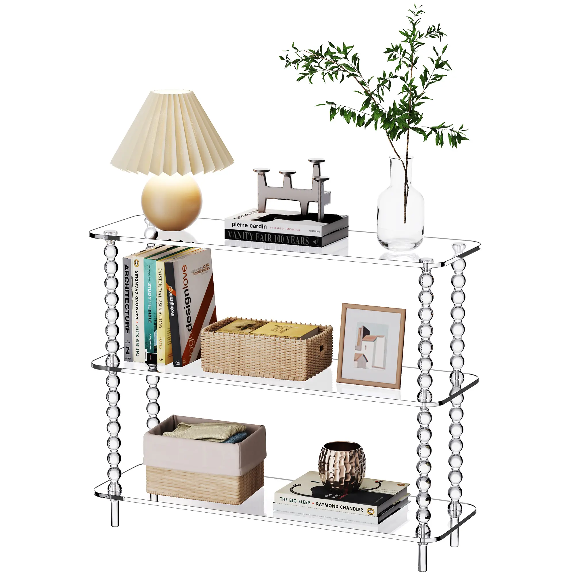 【SummerFinds】Solaround Transparent Acrylic 3-Layer Storage Rack - Decorative Indoor Furniture Bookshelf for Books, Book Nook, Collectibles, Clean Aesthetic Home Organiser, Small Room Ideas