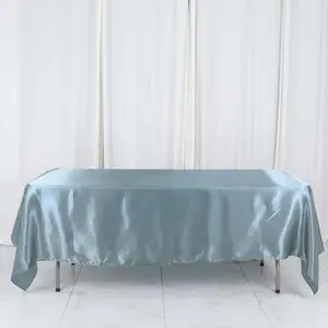 Satin Rectangular Tablecloth 60"x102" Dusty Blue - Wrinkle-Resistant & Durable Table Cover