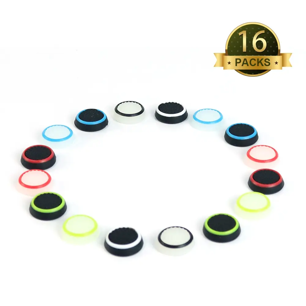 New 16pcs Analog Joystick Thumb Stick Grip Caps Case, Joystick Cap Set, Thumbstick Grips, Easy Installation, Compatible with Ps5 Ps4 Xbox 360 One Series X Switch Pro Console Accessory Controller Accessories