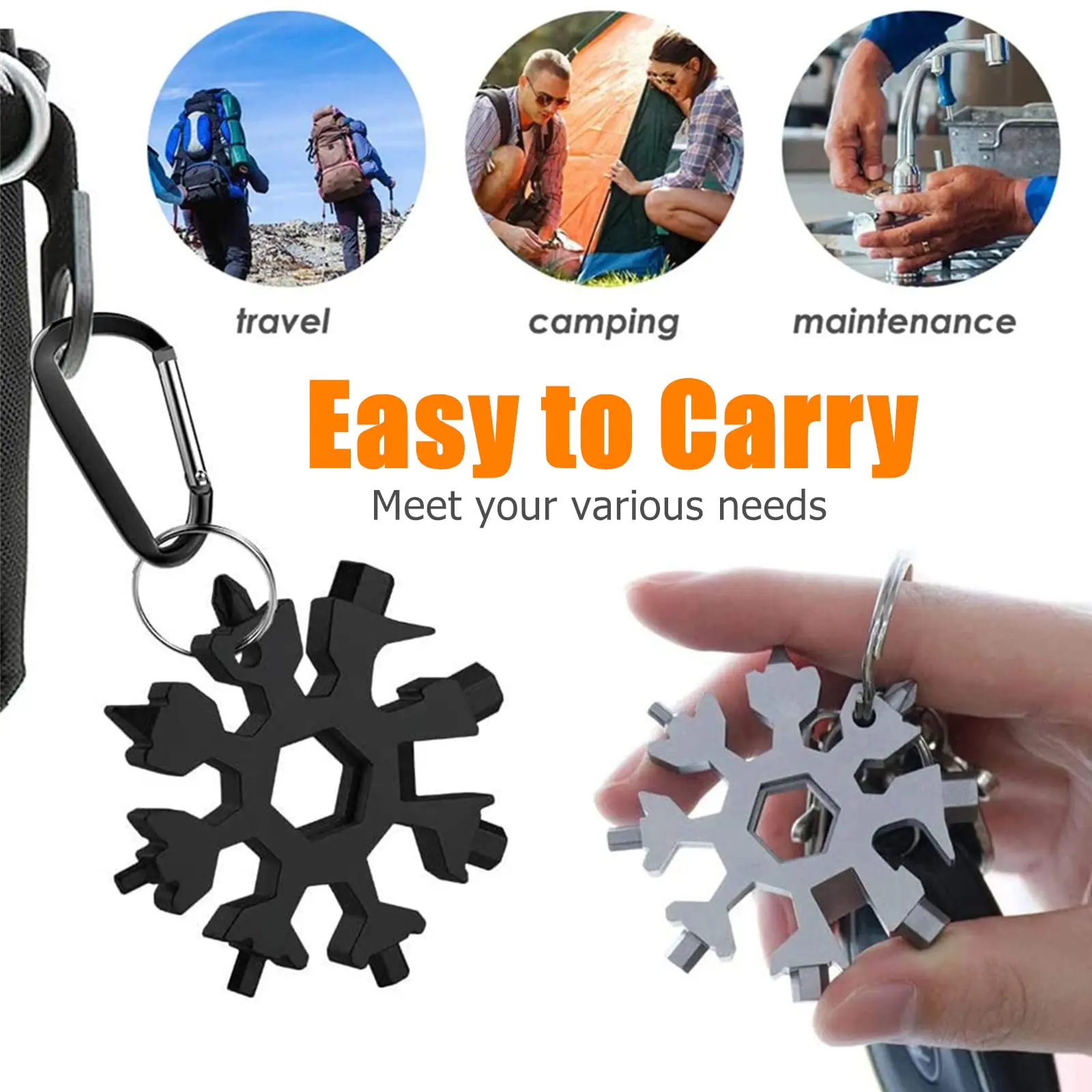 Perfect Christmas present Gifts for Dad/Men：18-in-1 Stainless Steel Snowflake Multitool - EDC Kitchen Gadget with Bottle Opener, All-in-1 Screwdriver, Birthday Gift for Dad, Survival Hand Tool