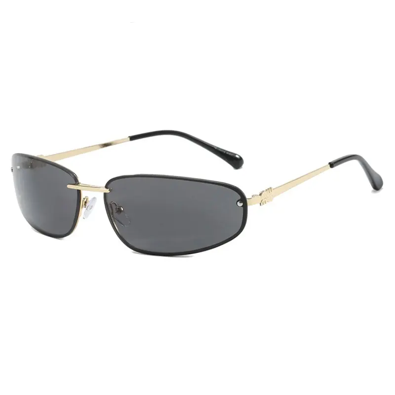 Women's 2026 Y2K High-End Oval Rimless Sunglasses, Polycarbonate (PC) Lenses, Metal Frame, UV400 UV Protection, Retro Face-Framing Streetwear, All-Day Wear