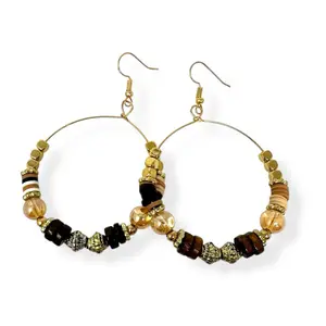 Boho Beaded Hoop Earrings | Lightweight Wire Dangle Earrings | Silver or Gold Tone | 2” Handmade Earrings