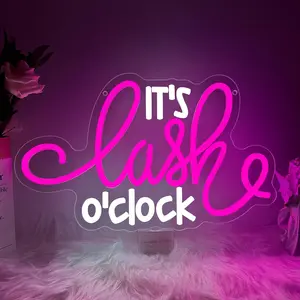 Lash Neon Sign, it's Lash O'Clock Led Neon Light Signs for Wall Decor Beauty Room Salon Nails Business Light up Sign for Lash Techs Girls Christmas Birthday  Dimmable USB (14.2"*8.7")