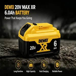 Dewei 20V MAX XR Battery 6.0Ah – High Performance Replacement Battery for DeWalt Cordless Power Tools, Long-Lasting Power