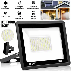 100W LED Flood Light Outdoor, 1000LM Bright LED Work Light, IP66 Waterproof Outdoor Floodlight 6500K for Basketball Court, Stadium, Playground